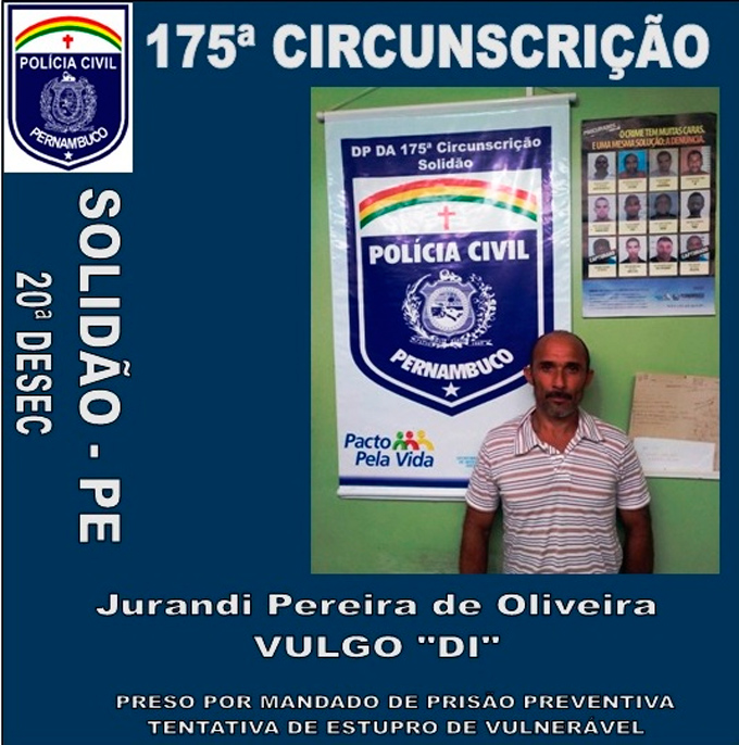 Jurandi Pereira foi indiciado por tentar estuprar uma mulher com problemas mentais â€“ Foto: DivulgaÃ§Ã£o/ Policia
