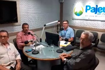 Prefeito Djalma Alves, Zeinha Torres, Lino Morais e Nill Junior no Debate das Dez na Rádio Pajeú – Foto: Reprodução