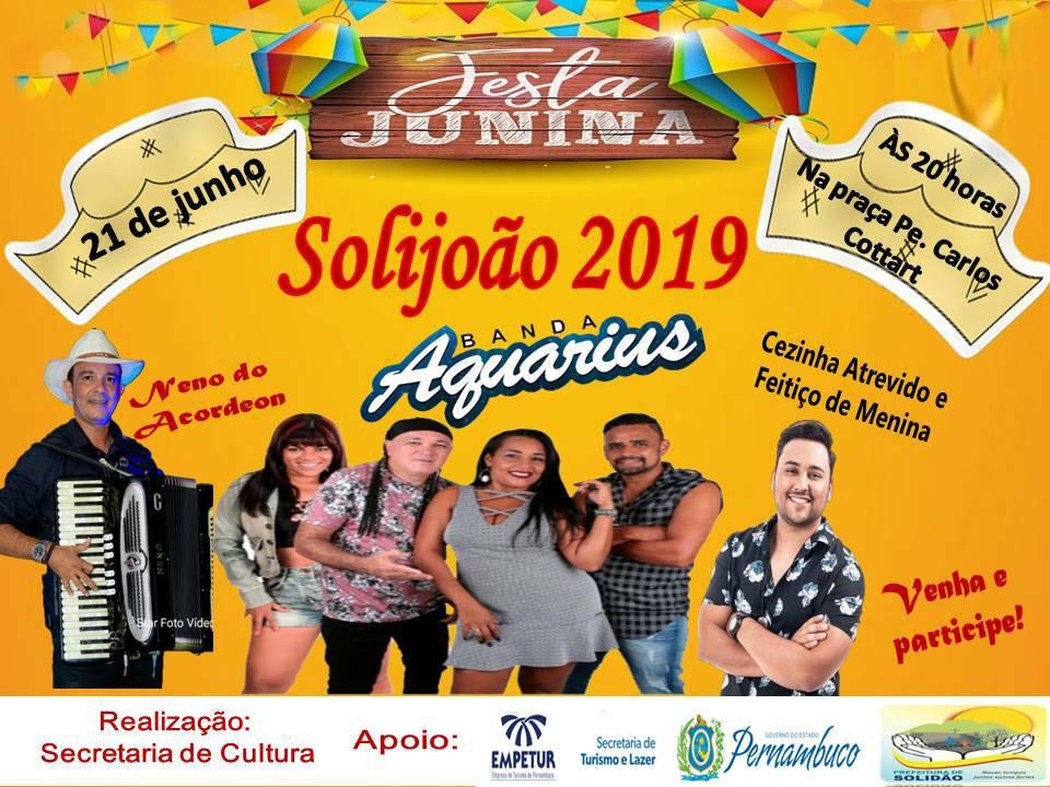 SoliJoão 2019 terá show com Neno do Acordeo, Aquarius e Feitiço de Menina - Foto: Divulgação