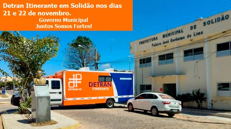 Detran Itinerante atenderá em Solidão nos dias 21 e 22 de novembro