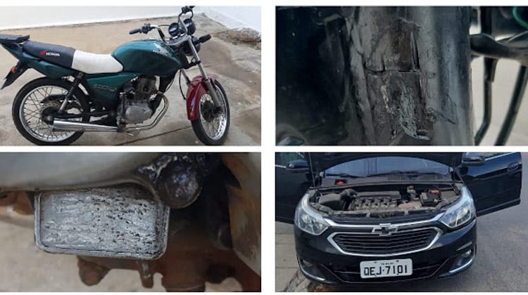 Homens flagrados com carro clonado, moto adulterada, munições e drogas em Solidão