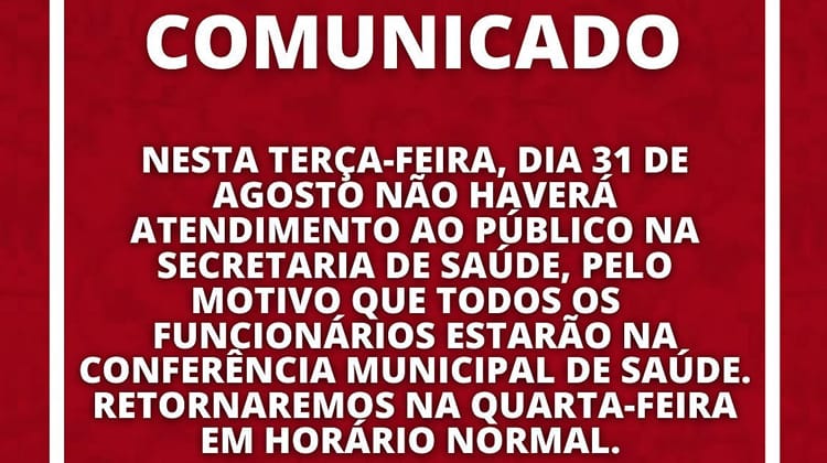 Em Solidão não haverá atendimento ao público na secretária de saúde nesta terça 31