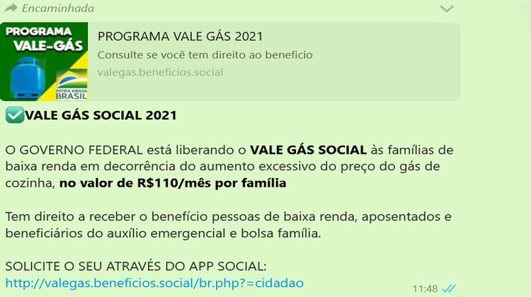 PF alerta sobre novo golpe que promete vale-gás social de R$ 110 para famílias de baixa renda