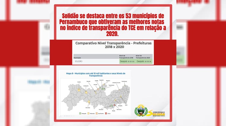 Prefeitura de Solidão é destaque no Índice de Transparência do TCE 2020
