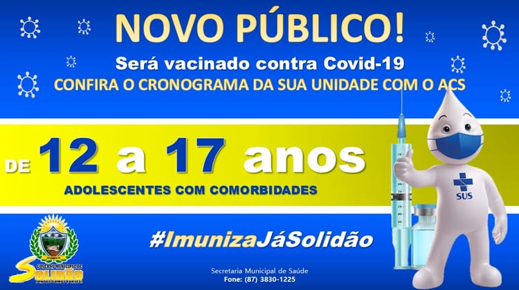 Solidão começa a vacinar pessoas sem comorbidades de 12 a 17 anos