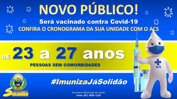 Solidão começa a vacinar pessoas sem comorbidades de 23 a 27 anos