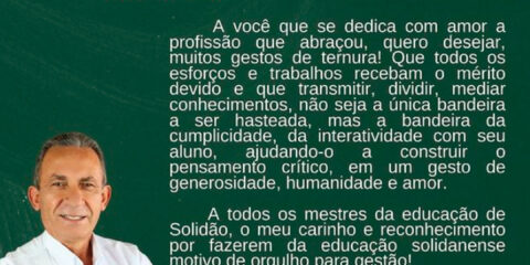 Dia do Professor: mensagem aos professores do prefeito Djalma Alves