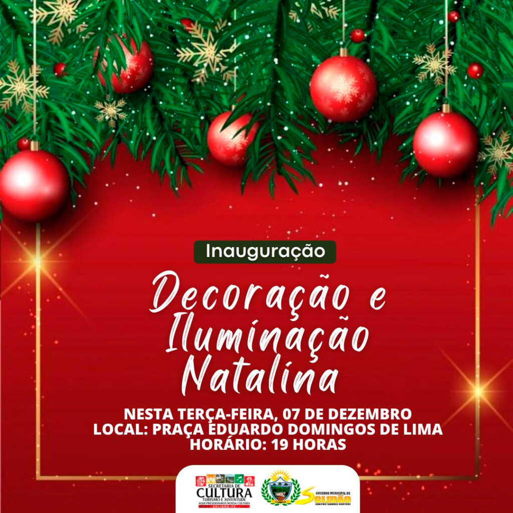 Decoração natalina de Solidão será inaugurada nesta terça-feira (7)