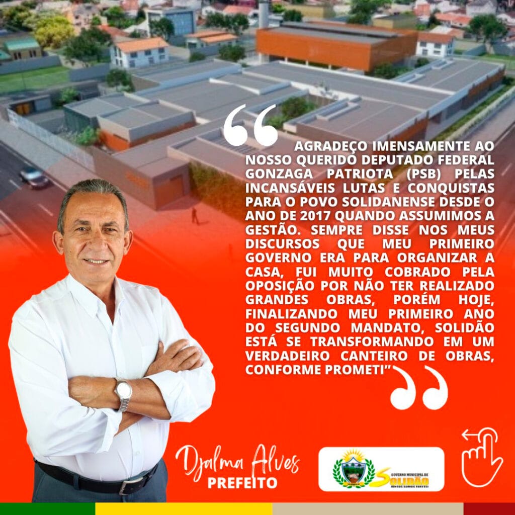 O município de Solidão ganhará uma escola com treze salas padrão FNDE. O projeto tem orçamento de R$ 7.922.974,97 (sete milhões, novecentos e vinte e dois mil, novecentos e setenta e quatro reais e noventa e sete centavos). A notícia foi comemorada pelo prefeito Djalma Alves (PSB) e toda sua equipe de governo. “Agradeço imensamente ao nosso querido Deputado Federal Gonzaga Patriota (PSB) pelas incansáveis lutas e conquistas para o povo solidanense desde o ano de 2017 quando assumimos a gestão. Sempre disse nos meus discursos que meu primeiro governo era para organizar a casa, fui muito cobrado pela oposição por não ter realizado grandes obras, porém hoje, finalizando meu primeiro ano do segundo mandato, Solidão está se transformando em um verdadeiro canteiro de obras, conforme prometi”, frisou o chefe do poder executivo, Djalma Alves. “Solidão estava necessitando de uma escola urbana que atendesse a demanda, a que temos hoje foi construída nos anos 90, totalmente fora dos padrões exigidos. Em pleno final de ano, após dois anos muito difíceis para a educação essa notícia nos enche de alegria e certeza de que estamos no caminho certo”, ressaltou a Secretária de Educação Aparecida Ramos. O projeto de Escola com 13 salas é padrão, prevendo um pavimento. A Escola destina-se à etapa do ensino fundamental I e II, compostos pelos segmentos do 1º ao 9º ano. O edifício tem capacidade de atendimento de até 910 alunos, em dois turnos (matutino e vespertino), e 455 alunos em período integral. Redação/Maurício Batista