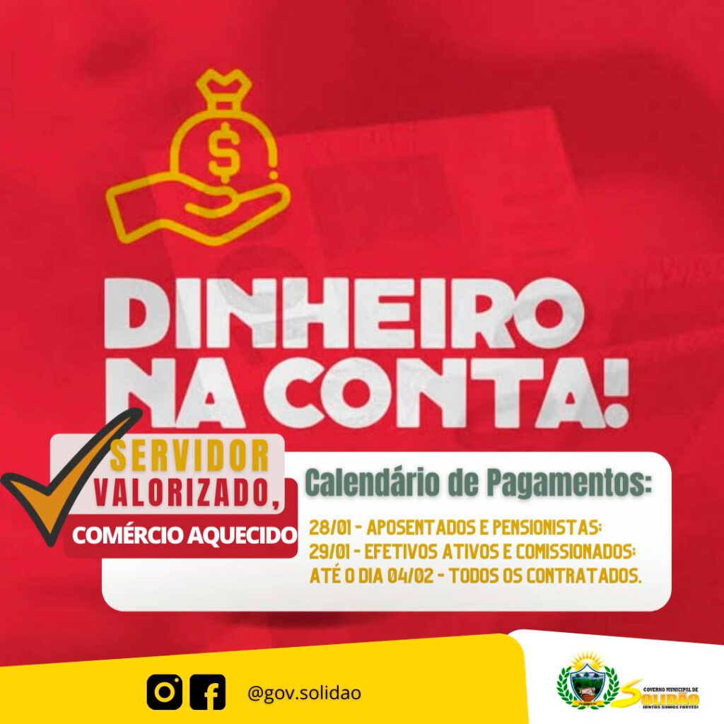 Prefeitura de Solidão confirma pagamento de janeiro 2022