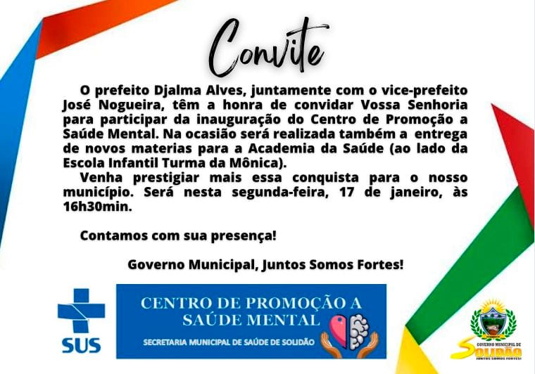 Será inaugurado em Solidão o Centro de Promoção a Saúde Mental