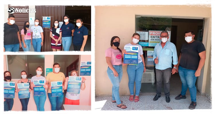 Equipe Cadúnico de Solidão realiza colagem de cartazes do 13° do Bolsa Família