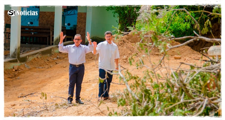 Prefeito Djalma Alves fiscaliza obra de cobertura do pátio de celebrações da gruta