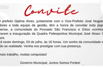 Convite: Inauguração da Quadra Poliesportiva Municipal José Moaci Gomes de Souza