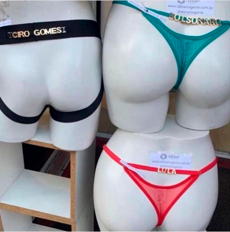 Lojas começam a vender peças intimas com nomes dos pré-candidatos