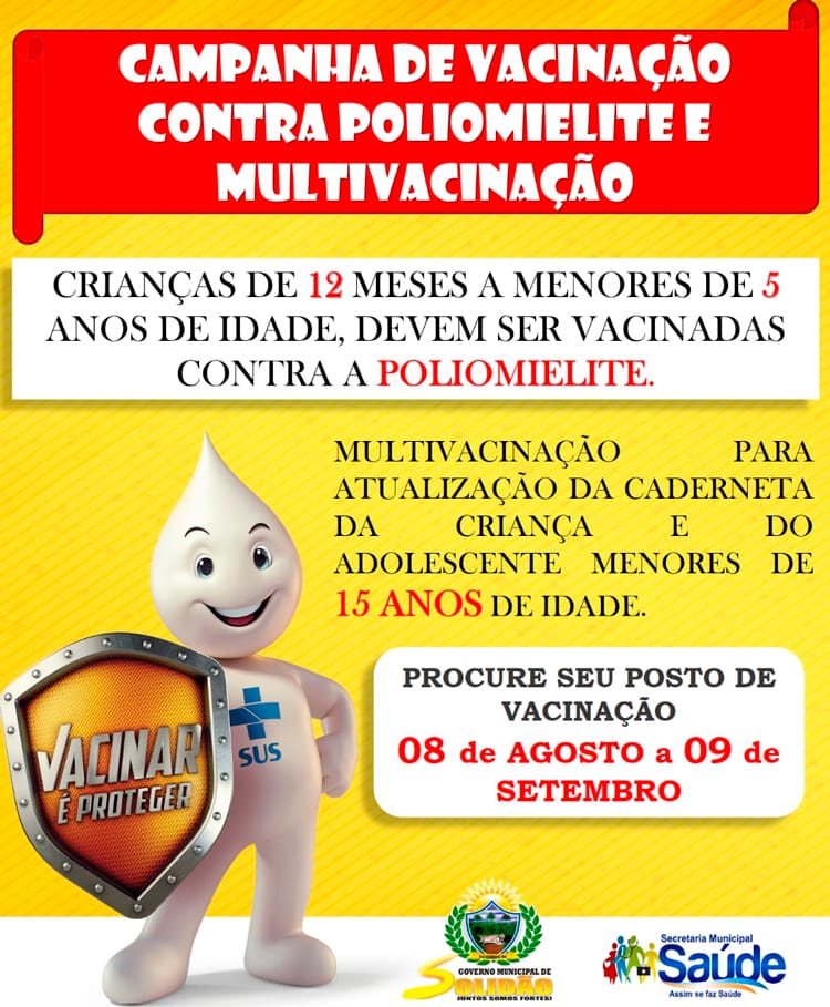 Saúde de Solidão inicia campanha de vacinação contra poliomielite e multivacinação
