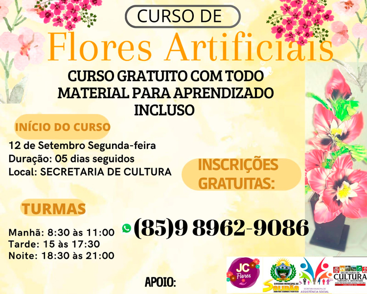 Em parceira com a JC Flores Solidão irá oferecer o curso flores artificiais