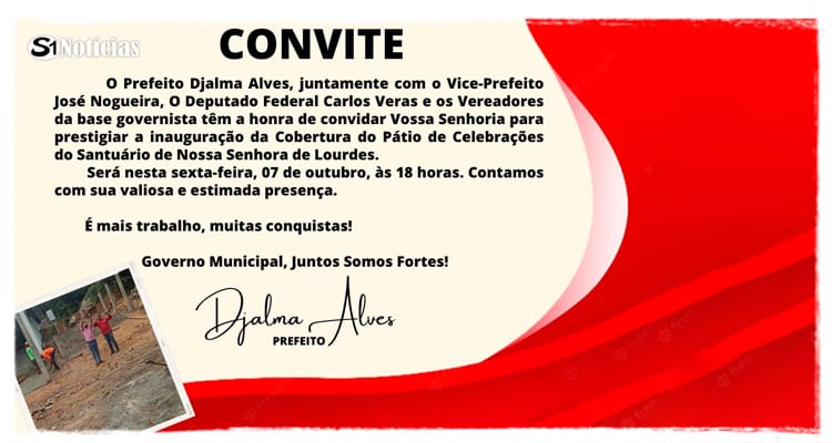 Convite: inauguração da cobertura do pátio de celebrações da gruta
