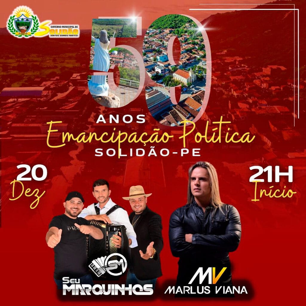 Prefeitura de Solidão divulga atrações do aniversário de 59 anos de emancipação política