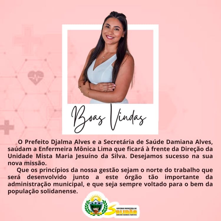 Secretaria de Saúde de Solidão nomeia nova diretora da Unidade Mista Maria Jesuíno