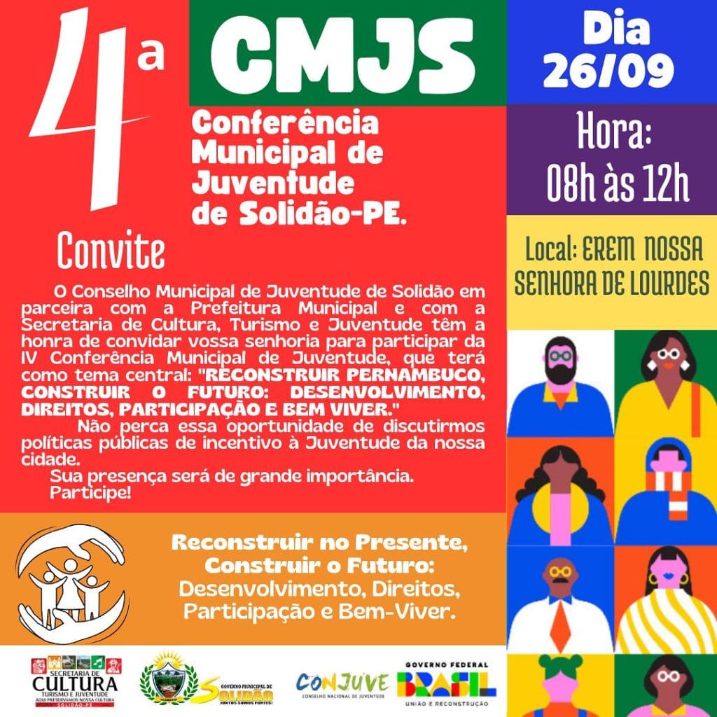 IV Conferência Municipal de Juventude acontecerá no dia 26 de setembro em Solidão 