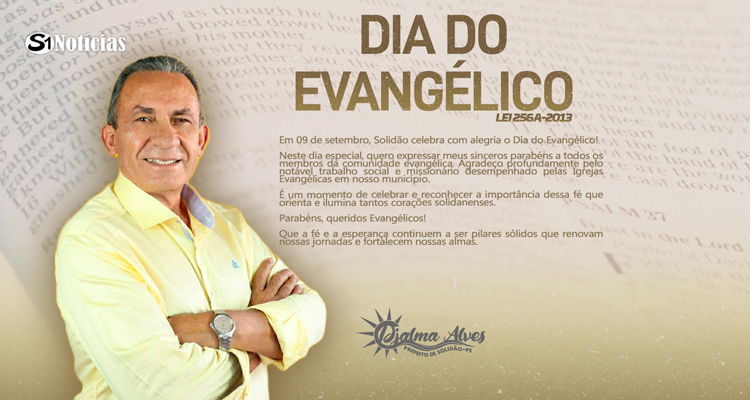 Prefeito Djalma Alves envia mensagem especial para o Dia do Evangélico