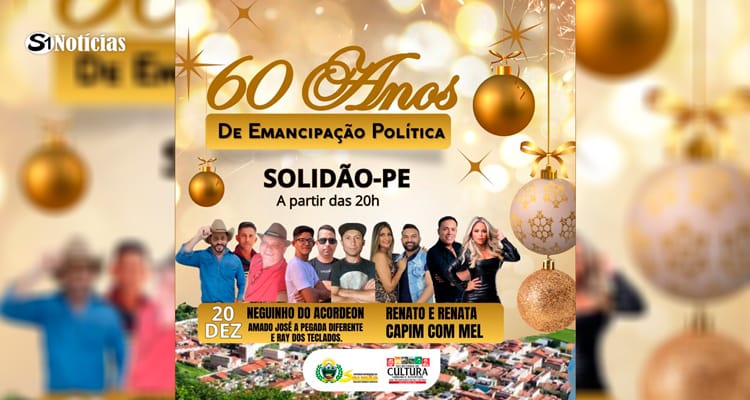 Prefeitura de Solidão anuncia atrações musicais para celebração dos 60 Anos da Cidade