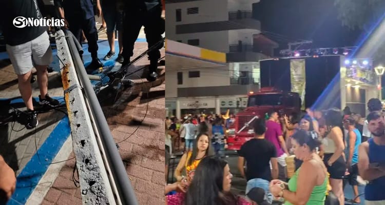 Três feridos em acidente com trio elétrico e poste durante o Carnaval de Afogados da Ingazeira