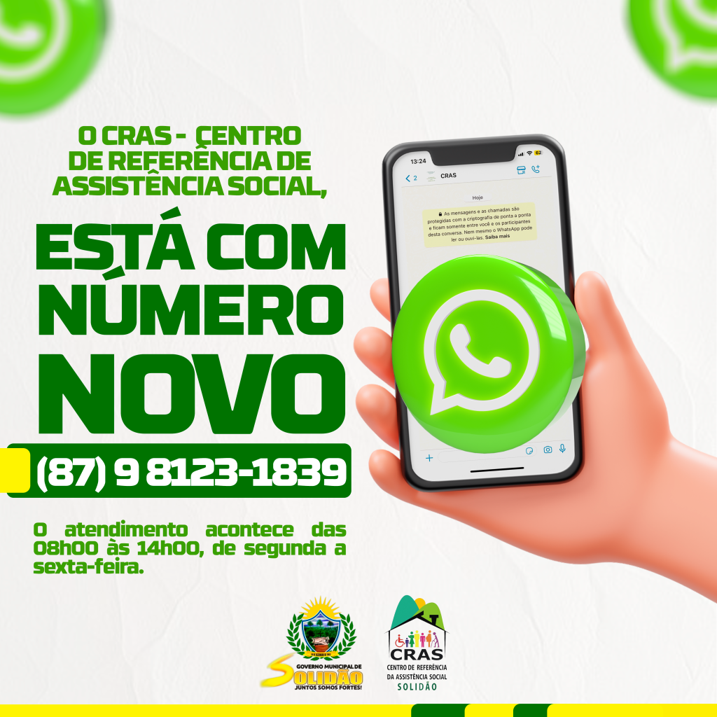 Novo Canal de Contato: CRAS de Solidão lança WhatsApp para Orientações