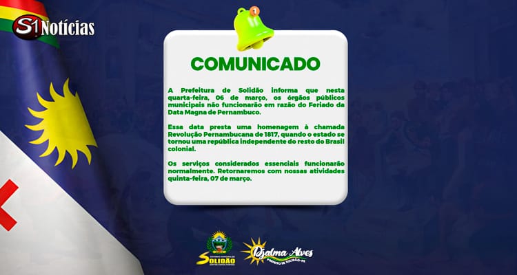 Feriado da Data Magna de Pernambuco em Solidão