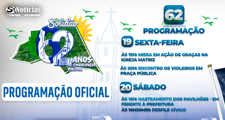 Solidão celebra 62 anos com programação oficial de emancipação política