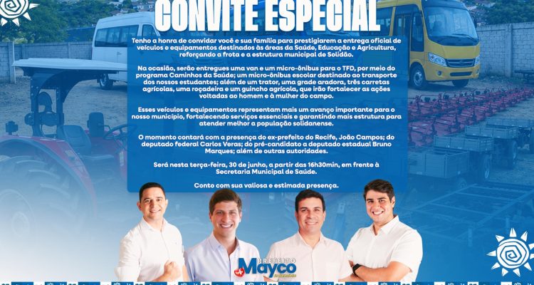 Solidão entrega veículos e equipamentos nesta terça (30)