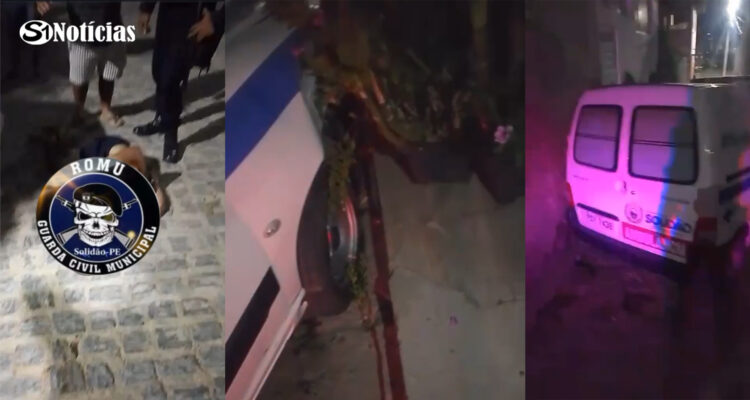 Imagens da ROMU mostram ocorrência com ambulância que colidiu contra residência em Solidão, Pernambuco.